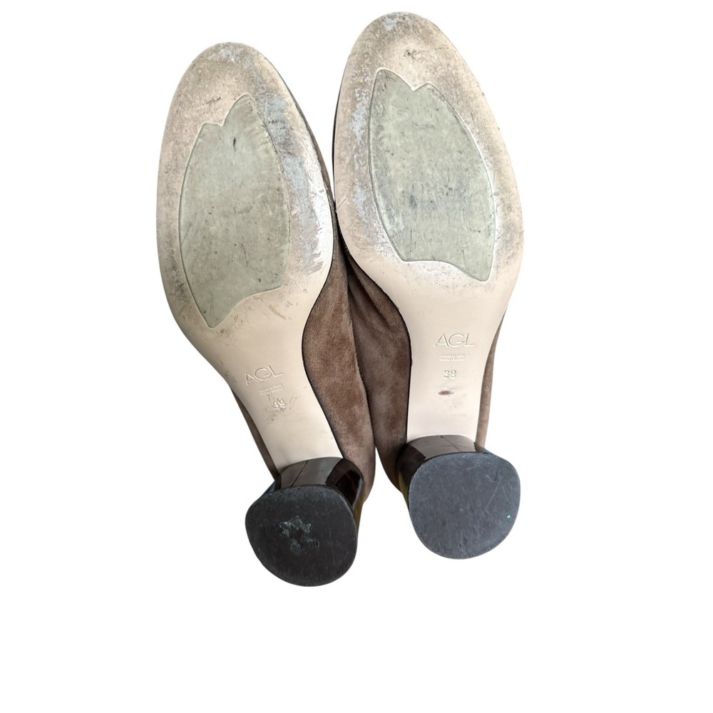 AGL Veta Precious Suede Ankle‎ Bootie Block Heel Women's Size 39 Cognac Brown - Picture 9 of 9